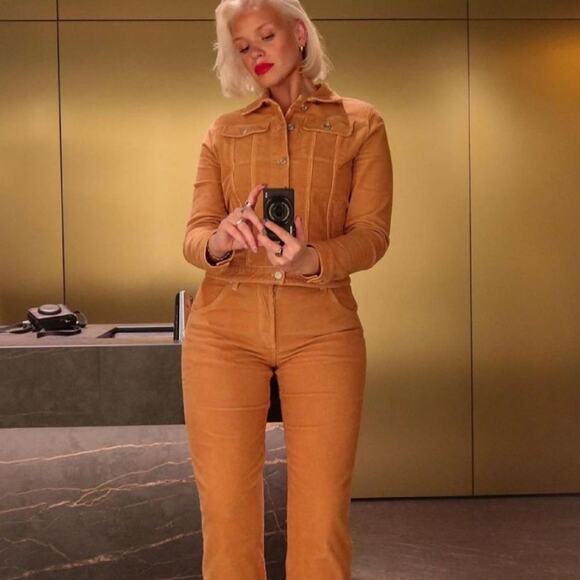 AG Adriano Goldschmied Flacky The Trucker Corduroy Jacket Mud Mustard NWT XS - Picture 9 of 16